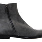 Elegant Gray Chelsea Leather Boots