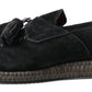 Elegant Black Suede Espadrilles Sneakers