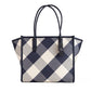 Ella Gingham Blazer Blue Oversized Woven Shoulder Tote Bag Purse