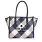 Ella Gingham Blazer Blue Oversized Woven Shoulder Tote Bag Purse