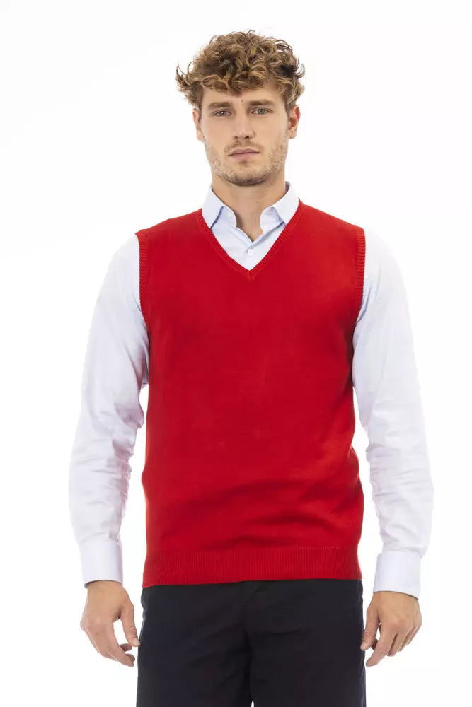 Red Viscose Men Vest