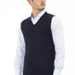 Blue Viscose Men's V-neck Vest