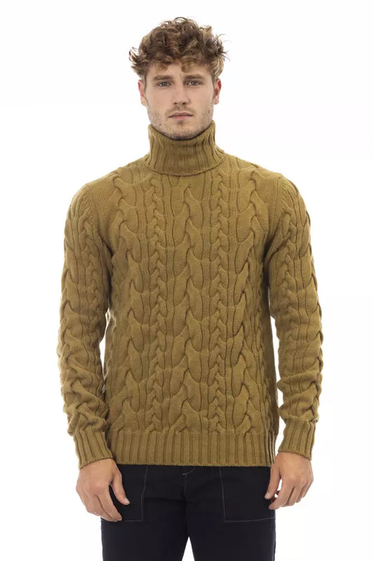 Brown Wool Men's Turtleneck Sweater