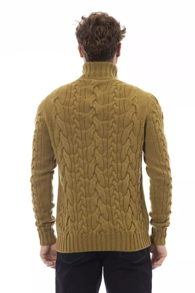 Brown Wool Men's Turtleneck Sweater