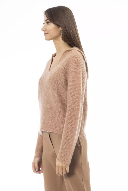 Beige Merino Wool Women Sweater