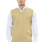 Beige Viscose Men Vest