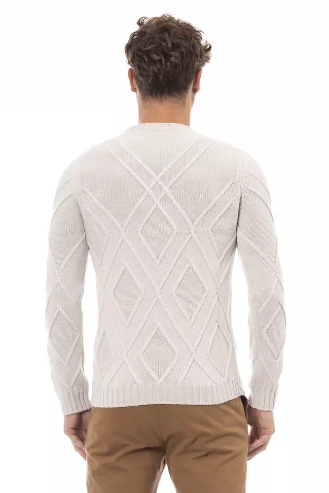 Beige Merino Wool Men Sweater