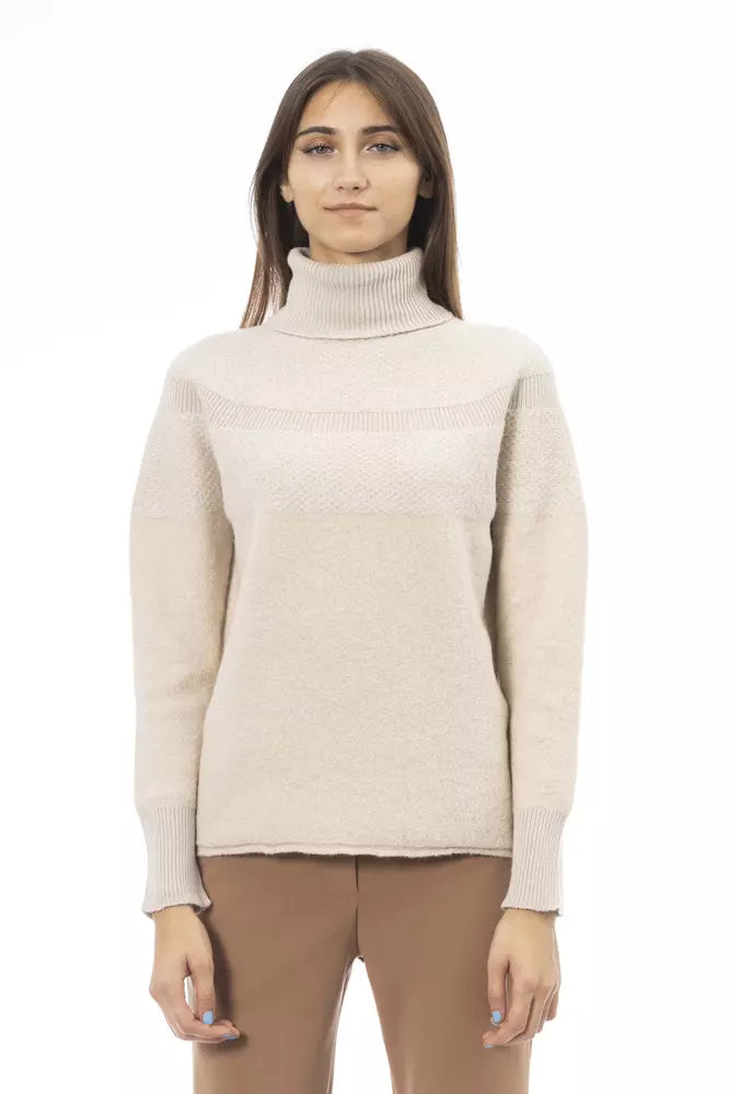 Beige Wool Women Sweater