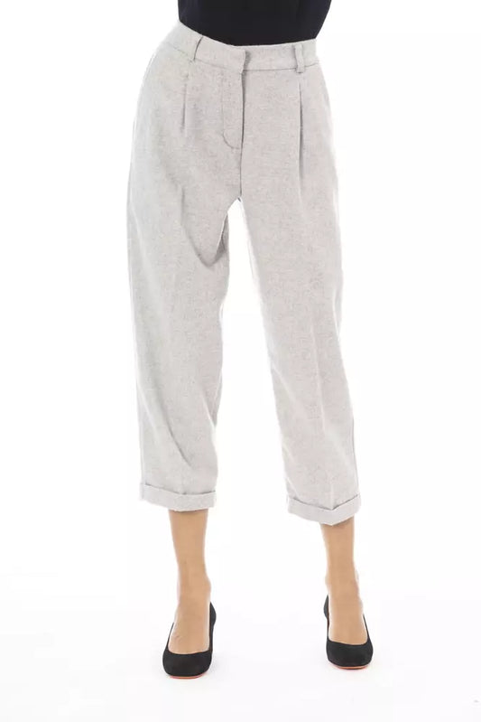 Gray Wool Women Pant