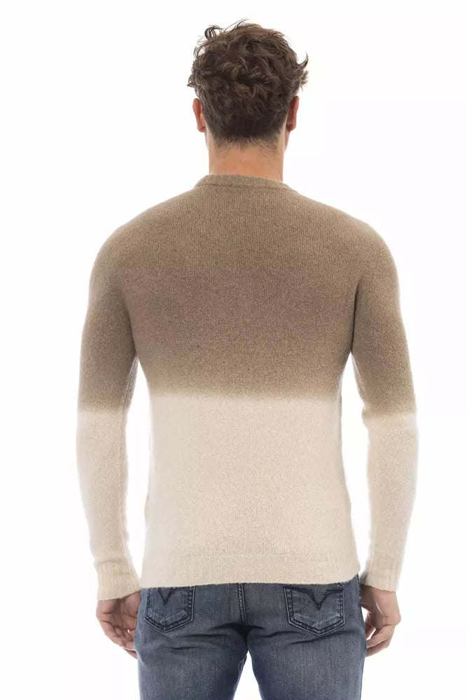 Beige Alpaca Leather Men Sweater