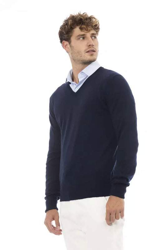 Blue Wool Men Sweater