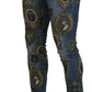 Elegant Slim-Fit Printed Denim Jeans