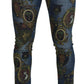 Elegant Slim-Fit Printed Denim Jeans