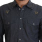 Elegant Slim-Fit Blue Denim Casual Shirt