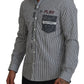 Slim Fit Striped Casual Shirt with Channel Motive