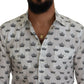 Slim Fit Crown Print Dress Shirt