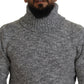 Elegant Gray Wool-Blend Turtleneck Sweater