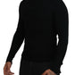 Elegant Black Wool Half Zip Turtleneck Sweater