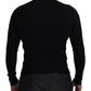 Elegant Black Wool Half Zip Turtleneck Sweater