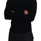 Elegant Black Wool Half Zip Turtleneck Sweater