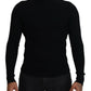 Elegant Black Wool Half Zip Turtleneck Sweater