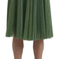 Enchanting Metallic Green Pleated A-Line Skirt