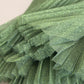 Enchanting Metallic Green Pleated A-Line Skirt