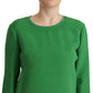 Elegant Silk Long Sleeve Sweater in Lush Green