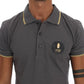 Elegant Grey Cotton Polo Shirt