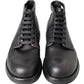 Equisite Black Lace-Up Leather Boots