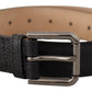 Elegant Black Leather Belt with Metal Buckle