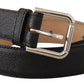 Sleek Black Authentic Leather Belt