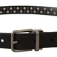 Elegant Black Leather Belt with Metal Buckle