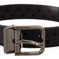 Elegant Black Leather Belt with Metal Buckle