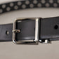 Elegant Black Leather Belt with Metal Buckle