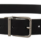 Elegant Black Leather Belt with Metal Buckle