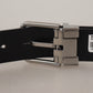 Elegant Black Leather Belt with Metal Buckle