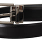 Elegant Black Leather Belt with Metal Buckle