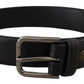 Elegant Black Leather Classic Belt