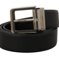 Elegant Black Leather Belt with Metal Buckle