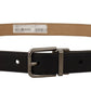 Sleek Black Leather Belt with Metal Buckle