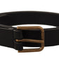 Elegant Black Leather Belt with Metal Buckle