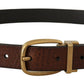 Elegant Brown Leather Belt with Logo Buckle