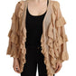 Chic Beige Long Sleeve Open Front Cardigan