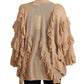 Chic Beige Long Sleeve Open Front Cardigan