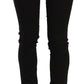 Elegant Black Mid Waist Slim Fit Jeans