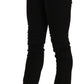 Elegant Black Mid Waist Slim Fit Jeans