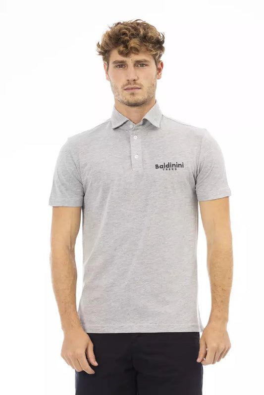 Gray Cotton Men Polo