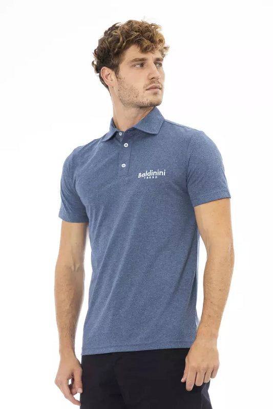 Blue Cotton Men Polo