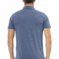 Blue Cotton Men Polo